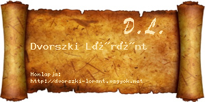 Dvorszki Lóránt névjegykártya